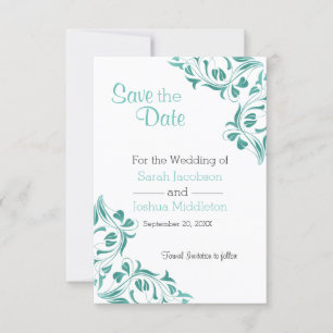 Blommigten Modern Day Teal Spara Datumet