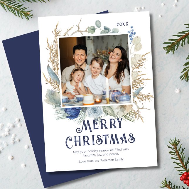 Blommigten Modern Photo God jul Script Boho (Skapare uppladdad)