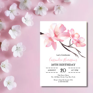 Blommigten Modern Rosa Cherry Blommar Birday Inbjudningar