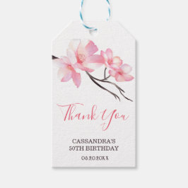 Blommigten Modern  Rosa Cherry Blommar Birday Presentetikett