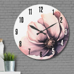 Blommigten Modern Rosa i blomman Stor Klocka<br><div class="desc">Den moderna utformningen av svart och rosa blomma i bröllop är klent och enkel. Ett klassiskt men vismiskt utseende med svart, grått och gräddblommor av färgad med svart typsnitt och modern text. Redigera all text till din egen information. Du kan till och med byta ut bakgrunden färg mot vad du...</div>