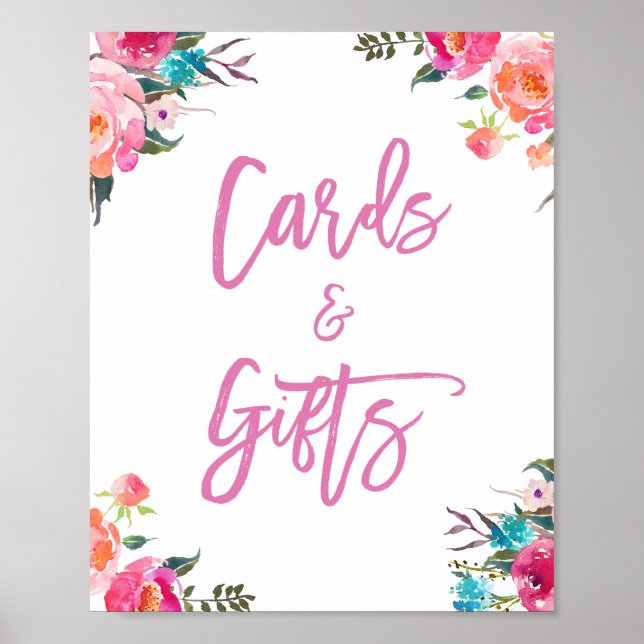Blommigten Modern vattenfärg | Kort och gåvor Bröl Poster (Framsidan)