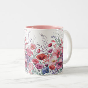 Blommigten Modern vattenfärg Två-Tonad Mugg