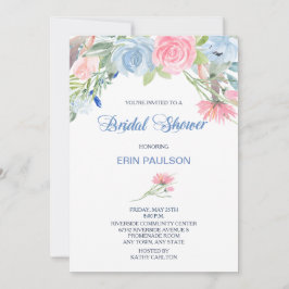 Blommigten Möhippa för vattenfärgsblått Rosa, Inbj Inbjudningar