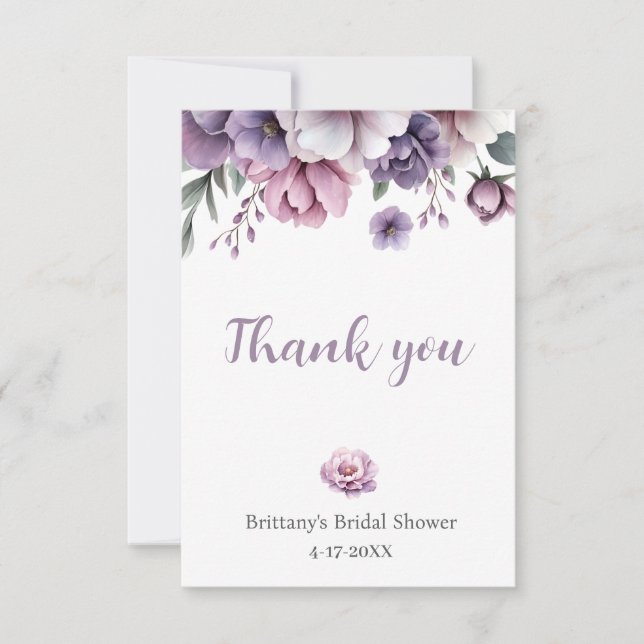 Blommigten möhippa Lavender Watercolor Tack Kort (Framsida)