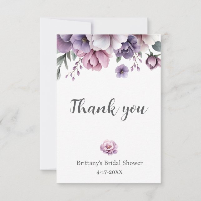 Blommigten möhippa Lavender Watercolor Tack Kort (Framsida)