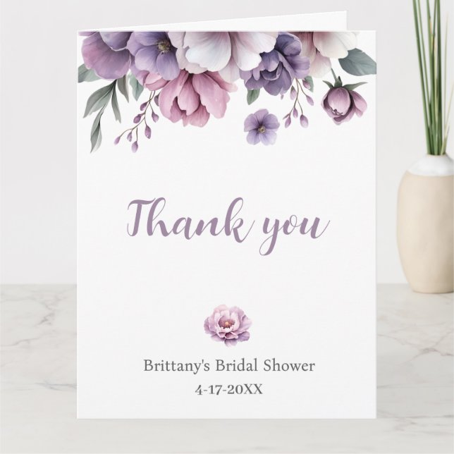 Blommigten möhippa Lavender Watercolor Tack Kort (Framsida)