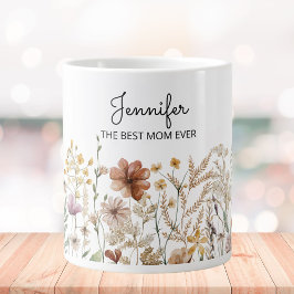 Blommigten Monogram Best Mamma Watercolor Wildblom Jumbo Mugg
