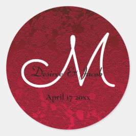 Blommigten Monogram från julvinter-bröllopet Runt Klistermärke