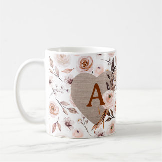 Blommigten Monogram Retro Watercolor Kaffemugg