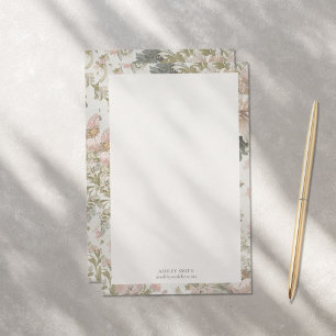 Blommigten Monogram Stationery för elegant Chic Pa Brevpapper