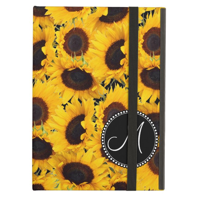 Blommigten Monogram Vibrant Benice Sunblommor iPad Air Skal (Framsidan Closed)
