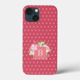 Blommigten Monogrammed Girly Rosa & Rosa Coral
