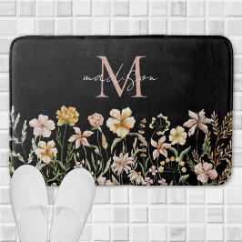 Blommigten Monogrammed Watercolor Wildblomskugga Badrumsmatta