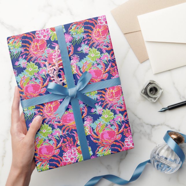 Blommigten Mönster Crabs i Preppy Handflatan Presentpapper (Gifting)