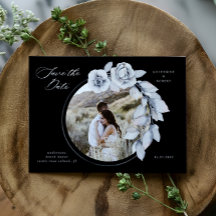 Blommigten moody vinterblå vattenfärg Spara datum