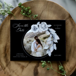 Blommigten moody vinterblå vattenfärg Spara datum Vykort