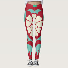 Blommigten Morris Stil Skriv ut Leggings