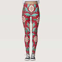 Blommigten Morris Stil Skriv ut Leggings