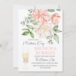 Blommigten mors dag Brunch & Bubbles Inbjudningar