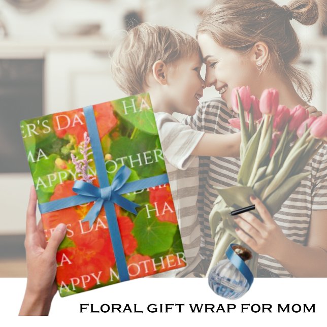 Blommigten mors dag Watercolor Presentpapper (Floral Gift Wrap For Mother's Day (You can personalize this wrapping paper).)