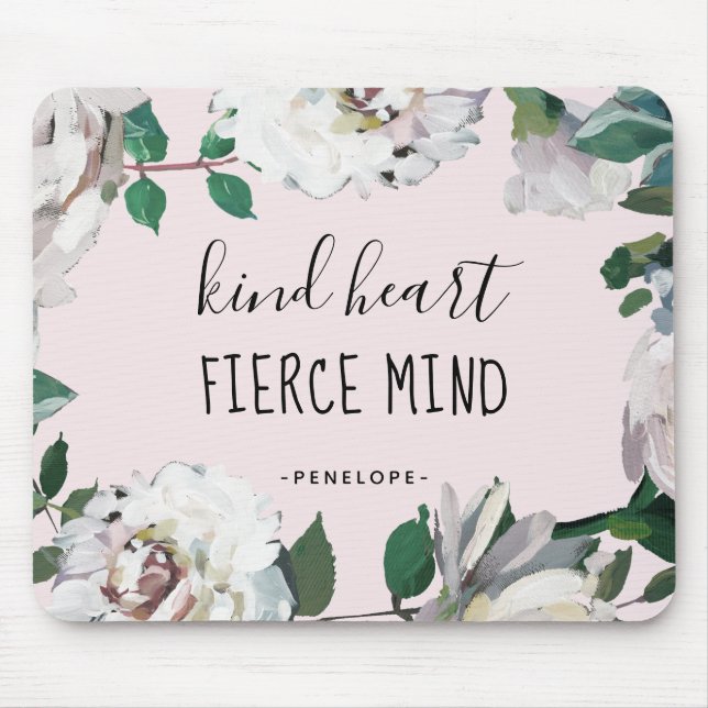 Blommigten Mousepad är av typen Heart Fierce Mind  Musmatta (Framsidan)