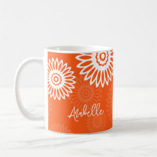 Blommigten Namn i den minimalistiska tangerinärora Kaffemugg