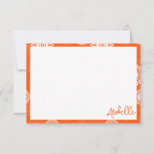 Blommigten Namn i den minimalistiska tangerinärora Tack Kort