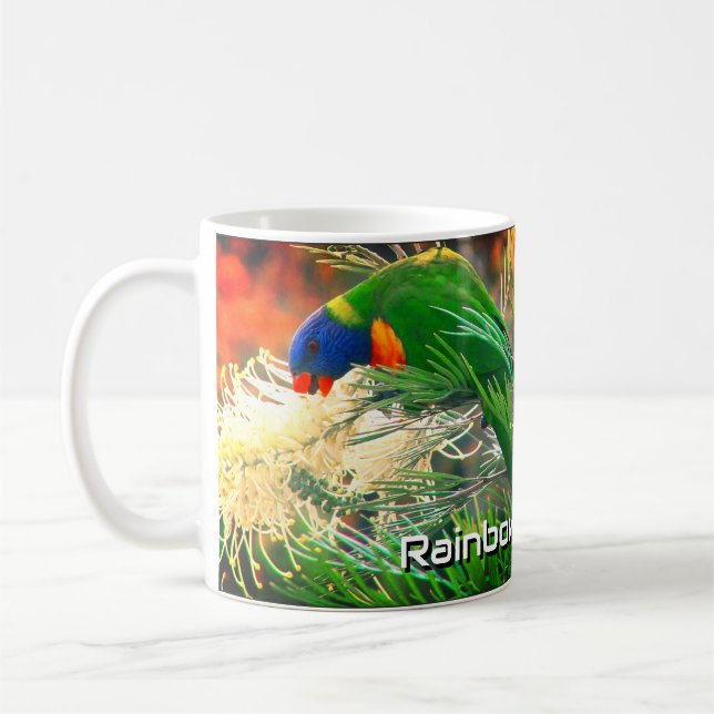 Blommigten Nature Photo Rainbow Lorikeet Kaffemugg (Vänster)