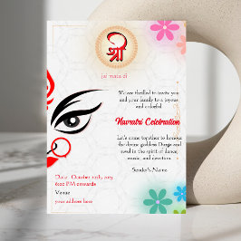 Blommigten Navratri Durga Puja Firande Inbjudningar