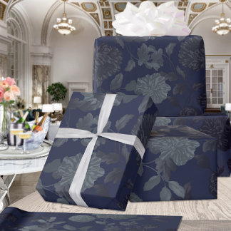 Blommigten Navy Blue Ombre Modern Vintage Presentpapper