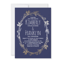 Blommigten Navy och Guld Bröllop