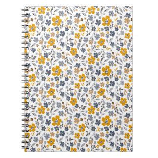 Blommigten Navy och Mustard Gult Ditsy Anteckningsbok