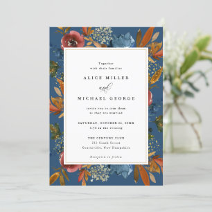 Blommigten Navy & Rust Boho, inbjudan till Blue We