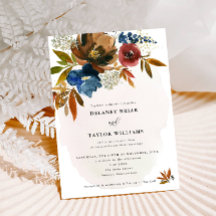 Blommigten Navy & Rust Watercolor Boho, Bröllop