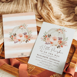 Blommigten neutralt Pumpkin Baby Shower Fall Autum Inbjudningar