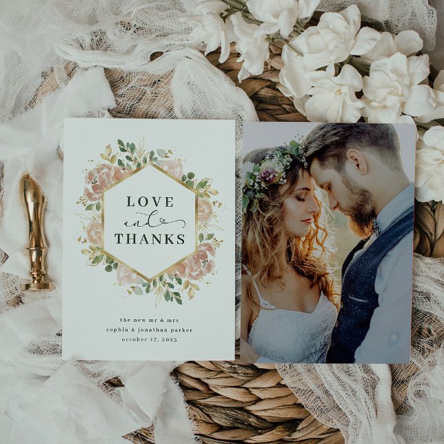 Blommigten neutralt vattenfärg | Guld Kärlek och t Tack Kort (Skapare uppladdad)