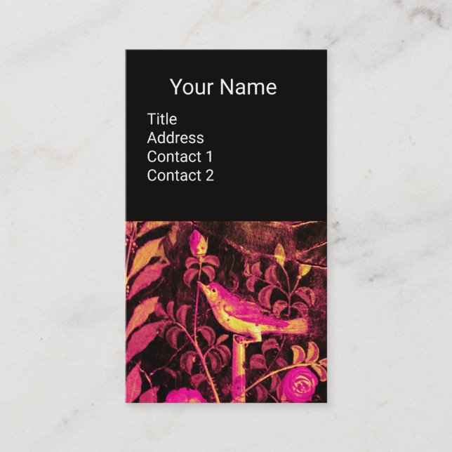 Blommigten NIGHTINGALE OCH RO MONOGRAM Rosa Black Visitkort (Framsida)