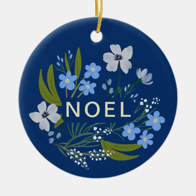 BLOMMIGTEN NOEL Family namn Blue Julgransprydnad Keramik (Framsidan)