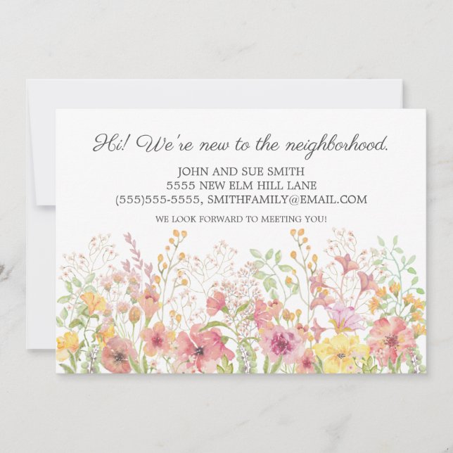 Blommigten Ny grannintroduktion Gulten Pink Meddelande (Framsida)