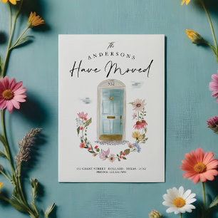Blommigten Ny hemblått vattenfärgsdörr Wildblomma Meddelande