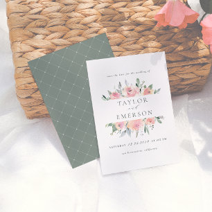 Blommigten och Sage vattenfärg Spara datum Datumet