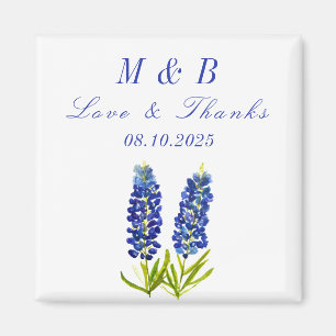 Blommigten om bläckfisknät Monogram Bröllop Tack. Magnet
