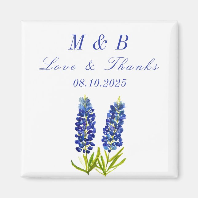 Blommigten om bläckfisknät Monogram Bröllop Tack. Magnet (Framsidan)