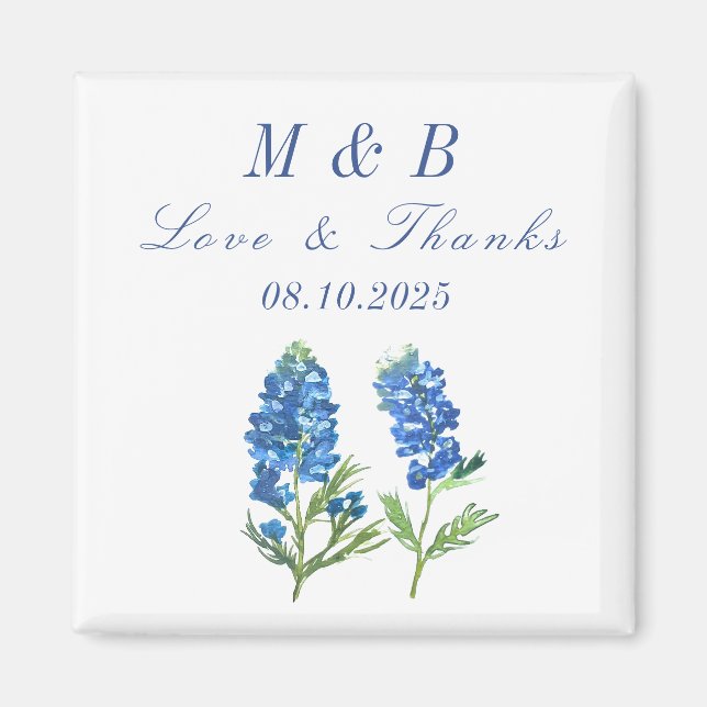 Blommigten om bläckfisknät Monogram Bröllop Tack. Magnet (Framsidan)