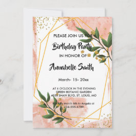 Blommigten om den moderna Grönten Guld i Elfenbens Inbjudningar