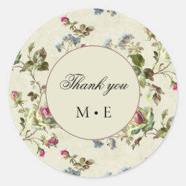 blommigten om trädgården vintage bröllop ro runt klistermärke