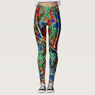 Blommigten orange Blue Mint Leggings