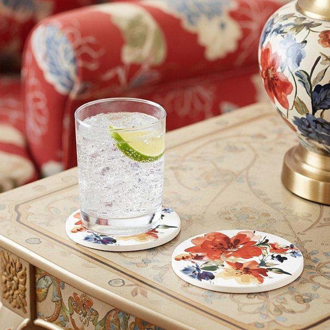 blommigten orange och blå vattenfärg underlägg (Skapare uppladdad)