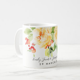 BLOMMIGTEN orange RÖD ROS VATTENFÄRG SPARAR DATUME Kaffemugg